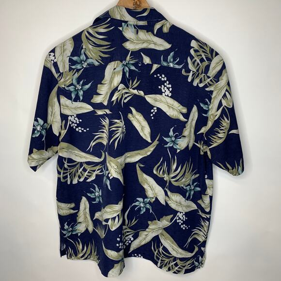 Silk Blue Green Tropical Print Hawaiian Shirt Sz XL - Picture 1 of 4